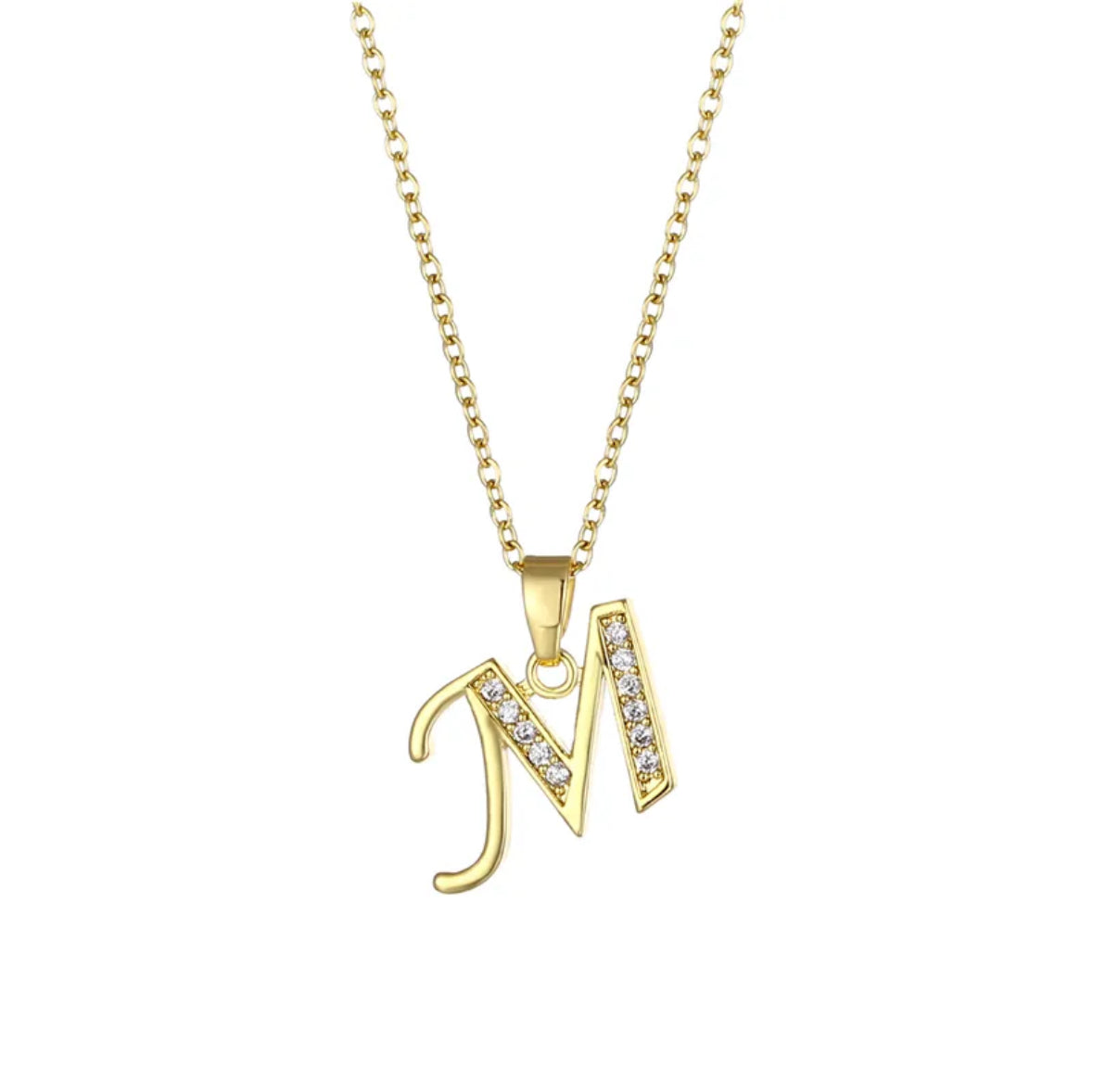 Initial Spark Gold Necklace Letter M