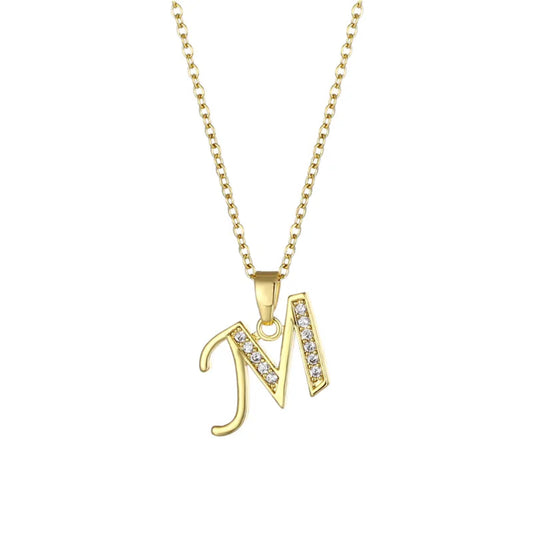 Initial Spark Gold Necklace Letter M