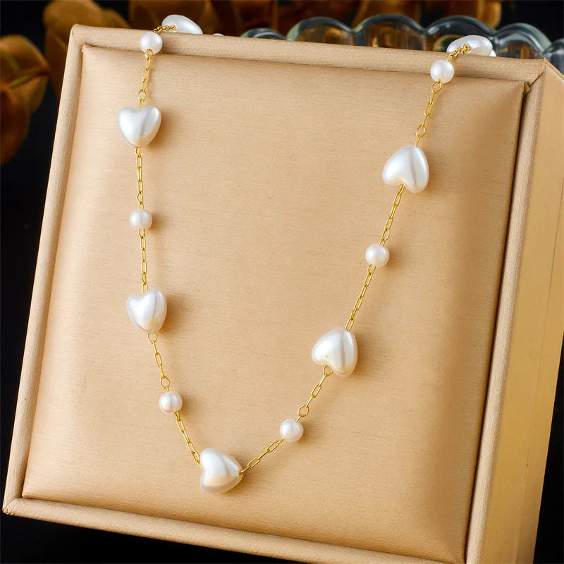 Luxe Heartlink Pearl Necklace