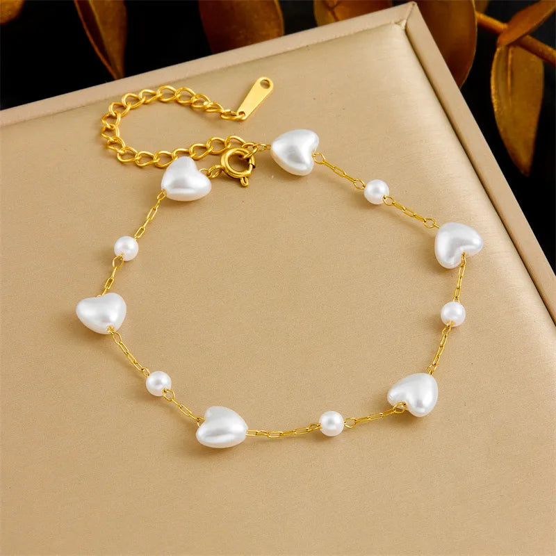 Luxe Heartlink Pearl Bracelet