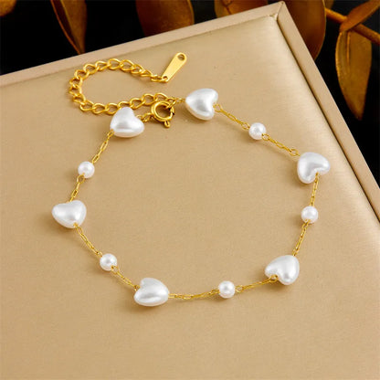 Luxe Heartlink Pearl Bracelet