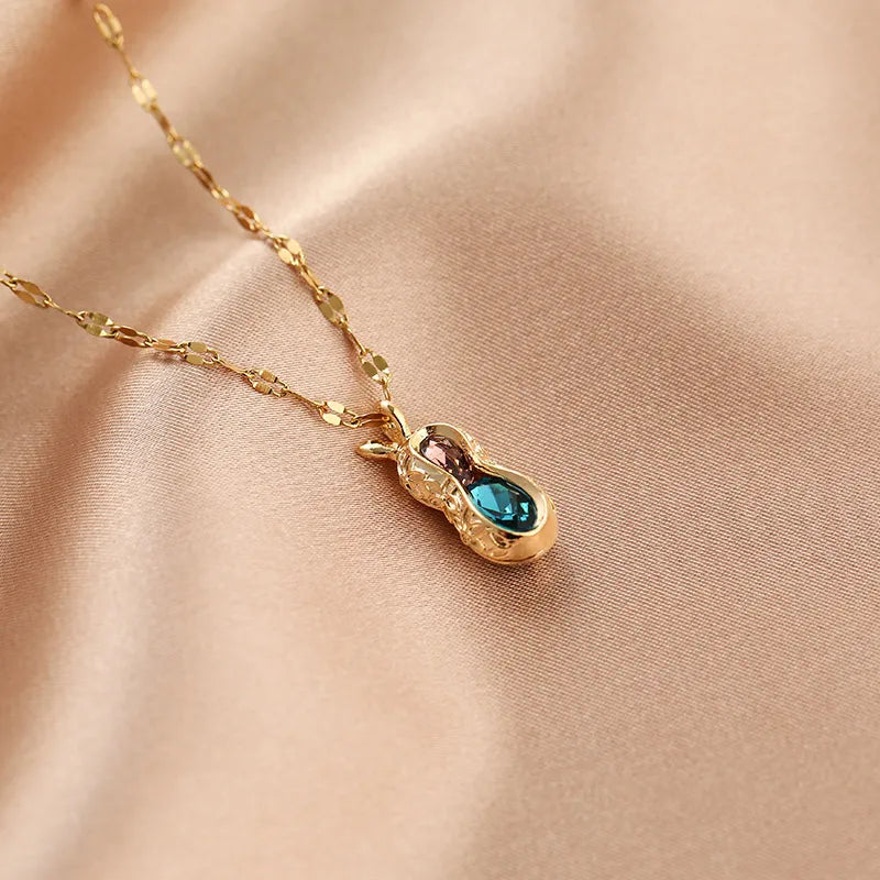 Golden Nut Lucky Peanut Pendant Necklace