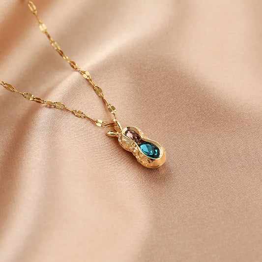 Golden Nut Lucky Peanut Pendant Necklace