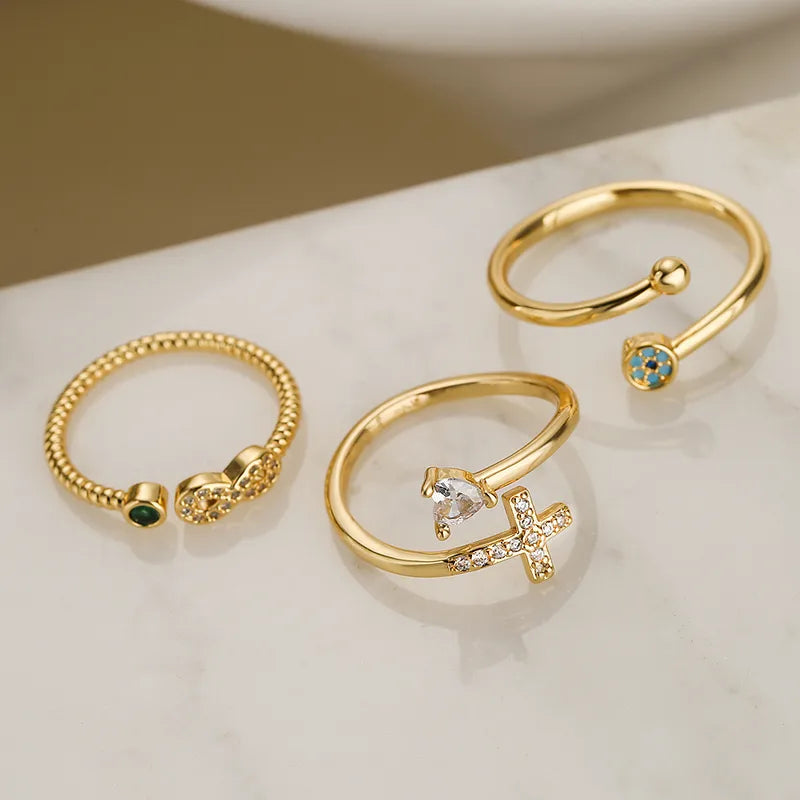 Eternal Grace Open Ring – Cross, Heart & Infinity Design